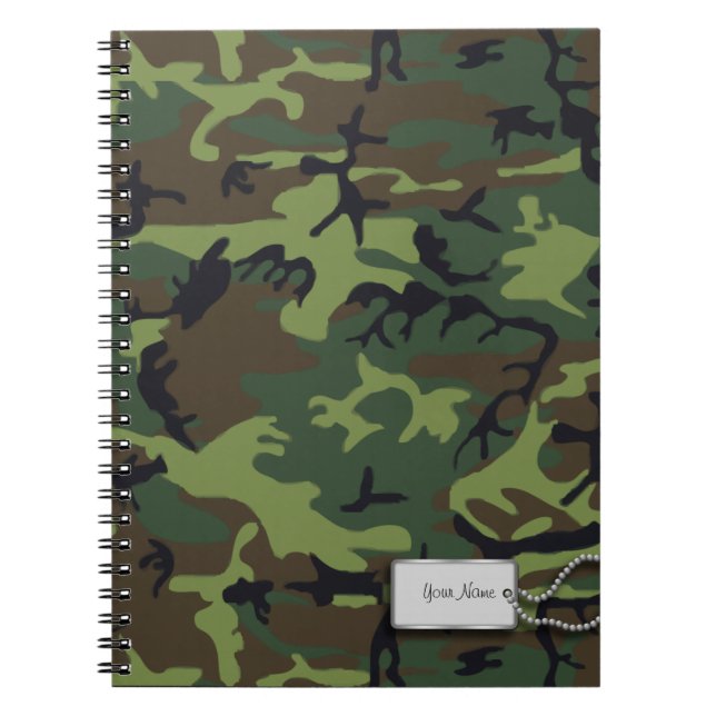 Caderno Espiral As forças armadas verdes do exército camuflam (Frente)