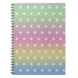 Caderno Espiral Asanoha Impressão tradicional japonês Pastel Rai