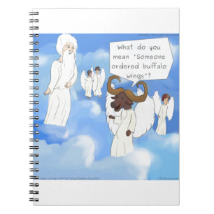 Caderno Espiral Asas Búfalas Engraçadas No Presente Celestial