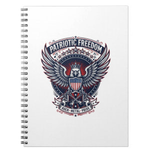 Caderno Espiral Asas de Metal Patriótico Música Patriota Rock Meta