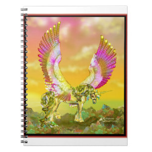 Caderno Espiral asas roxas de peguim equino-cavalo unicorn