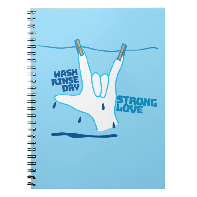 Caderno Espiral ASL Design - Wash, Rinse, and Dry Love ILY (Frente)