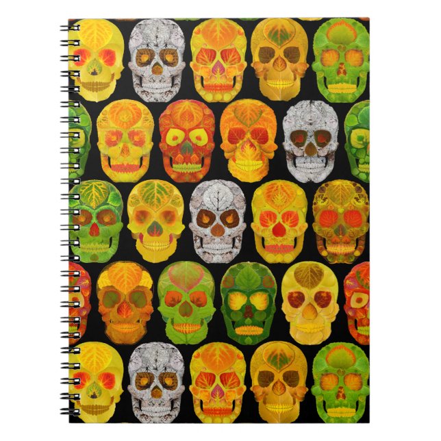 Caderno Espiral Aspen Leaf Skulls padrão sem falhas 2018 (Frente)