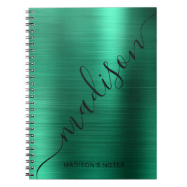 Caderno Espiral Assinatura de Monograma Verde Girly Modern