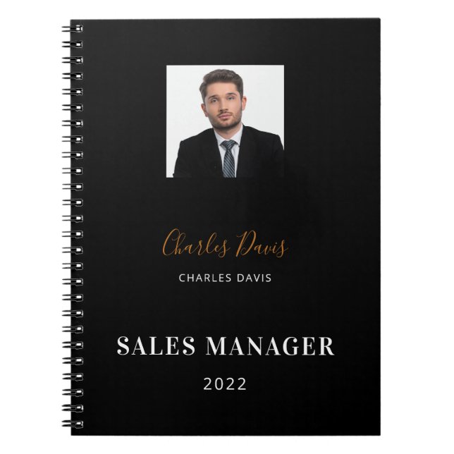 Caderno Espiral Assinatura nome preto branco foto negócios 2023 (Frente)