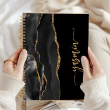 Assinatura Personalizada Ágata Dourada Preta