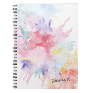 Caderno Espiral Assinatura Personalizada de Ataque de Arte em Aqua