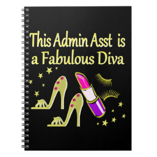 Caderno Espiral ASSISTENTE DE ADMIN DO GLITZY Dourado DIVA DESIGN