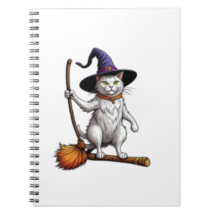 Caderno Espiral Assistente de Gato Halloween Bruxas Místicas Cat L