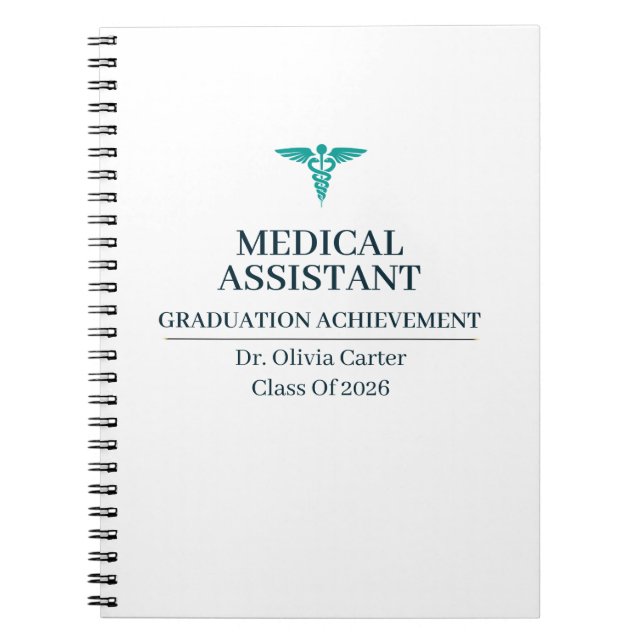 Caderno Espiral Assistente Médico Nome Personalizado Desde Ano (Frente)