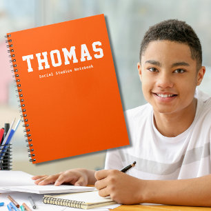 Caderno Espiral Assunto Simples da Escola Personalizada Laranja
