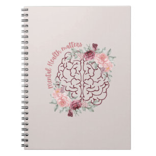 Caderno Espiral Assuntos de Saúde Mental Rosa Mente Estética