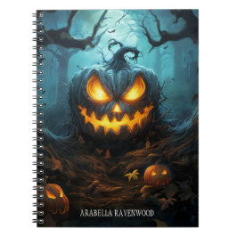 Caderno Espiral Assustador, Assustador Gótico Abóbora Horror de Ha