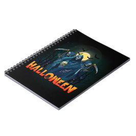 Caderno Espiral Assustador Esqueleto Noturno Halloween, Meu Humor 