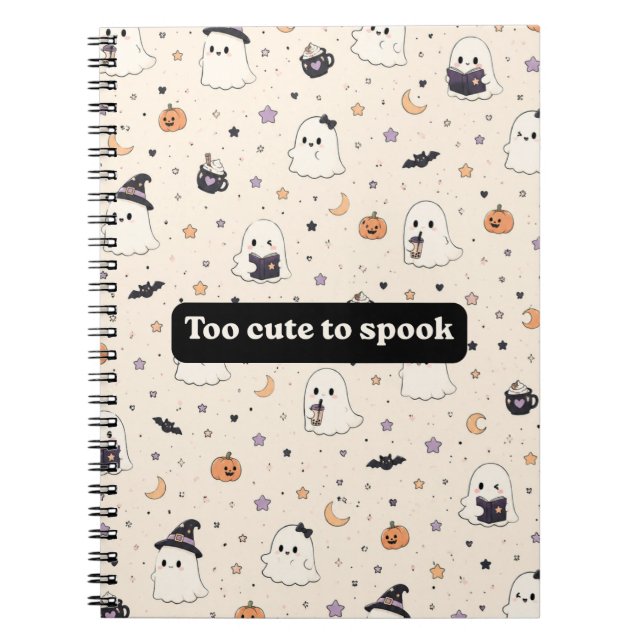Caderno Espiral Assustadoramente Fofo de Halloween (Frente)