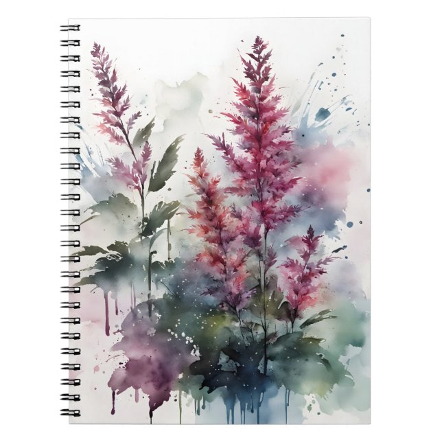 Caderno Espiral Astilbe - Flores aquarela (Frente)