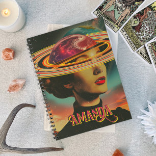 Caderno Espiral Astrologia oculta de colagem retrô mística Oracle