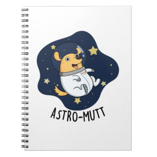 Caderno Espiral Astromutt Cachorro Engraçado Astronauta Trocadilho