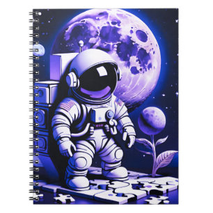 Caderno Espiral Astronaut on top of a puzzle
