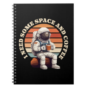 Caderno Espiral Astronauta Bebendo Café