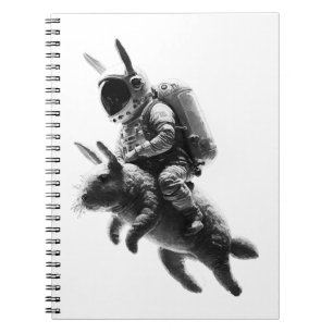 Caderno Espiral Astronauta coelho cavalgando um coelho no espaço