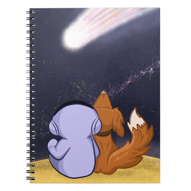 Caderno Espiral Astronauta com o cão olha para o cometa (Frente)