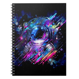 Caderno Espiral Astronauta de Espaço Estrelado de Abertura de Cor