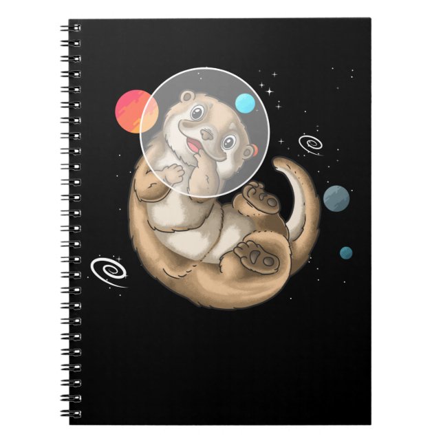 Caderno Espiral Astronauta de Lontra do Mar do Espaço (Frente)