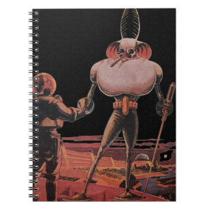Caderno Espiral Astronauta de Vintage Science Ficke Agita Alieníge