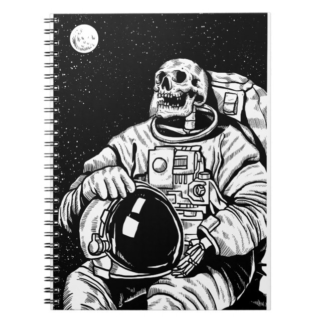 Caderno Espiral astronauta do esqueleto de halloween (Frente)