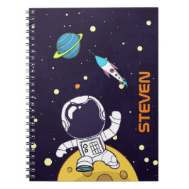 Caderno Espiral Astronauta Espacial Flutuante no Espaço Exterior