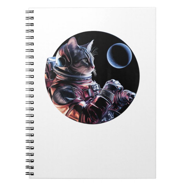 Caderno Espiral Astronauta Gato com Planeta (Frente)