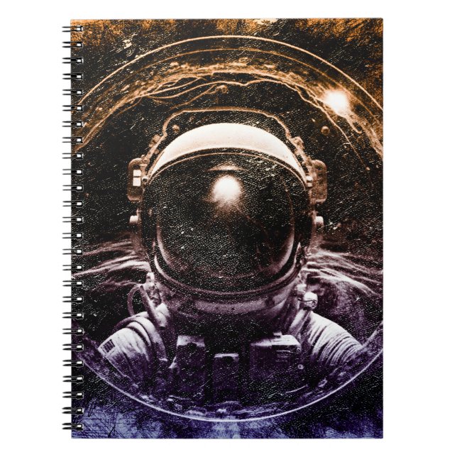 Caderno Espiral Astronauta Moderno Colorida no Espaço (Frente)