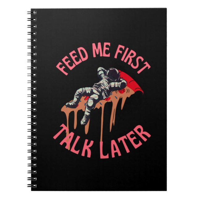 Caderno Espiral Astronauta Pizza Engraçado (Frente)