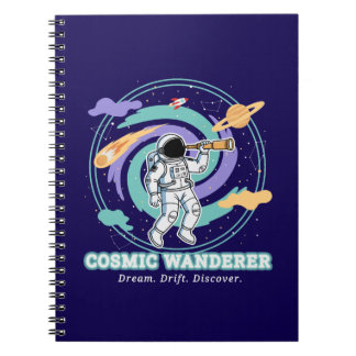 Caderno Espiral Astronauta Viajante Cósmico Telescópio