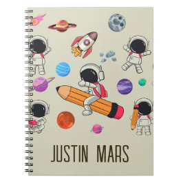Caderno Espiral Astronautas e Planetas Personalizados Volta às Aul