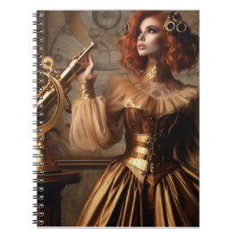 Caderno Espiral Astrônomo Dourado Vitoriano Steampunk