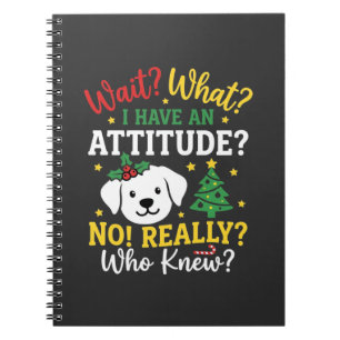 Caderno Espiral Atitude de Cachorro de Natal Humor de Feriado