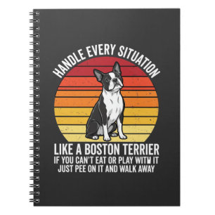 Caderno Espiral Atitude de Cachorro Retro Engraçado Boston Terrier