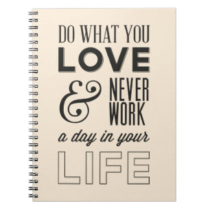 Caderno Espiral Atitude, Sucessos, Trabalho, Citação da Vida Mot