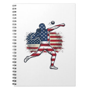 Caderno Espiral Atleta Patriótico de Arremesso de Peso Desenho de 