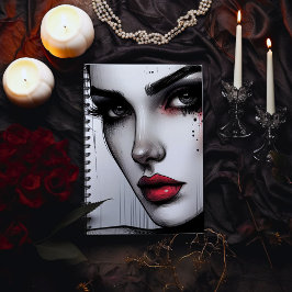 Caderno Espiral Atração Sombria Gótica – Lábios Vermelhos Dramátic