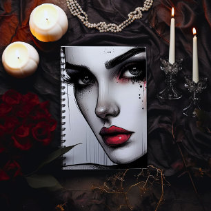 Caderno Espiral Atração Sombria Gótica – Lábios Vermelhos Dramátic