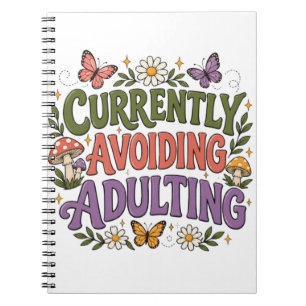 Caderno Espiral Atualmente Evitando Ser Adulto Borboleta Floral Di