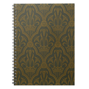 Caderno Espiral Audsley Vintage Gold Lírio Crown Verde Damask Arte
