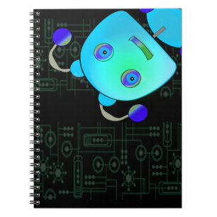 Caderno Espiral Auge adorável um robô do azul da vaia