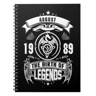 Caderno Espiral August Gift 1989 Nascimento Das Legendas