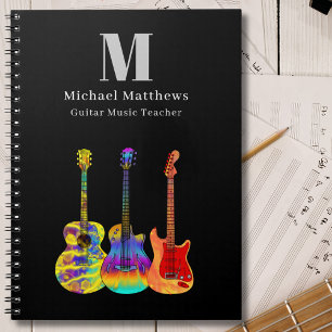 Caderno Espiral Aulas de Música Professor de Guitarra Personalizad