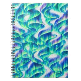 Caderno Espiral Aurora Boreal Padrão Abstrato Luzes do Norte
