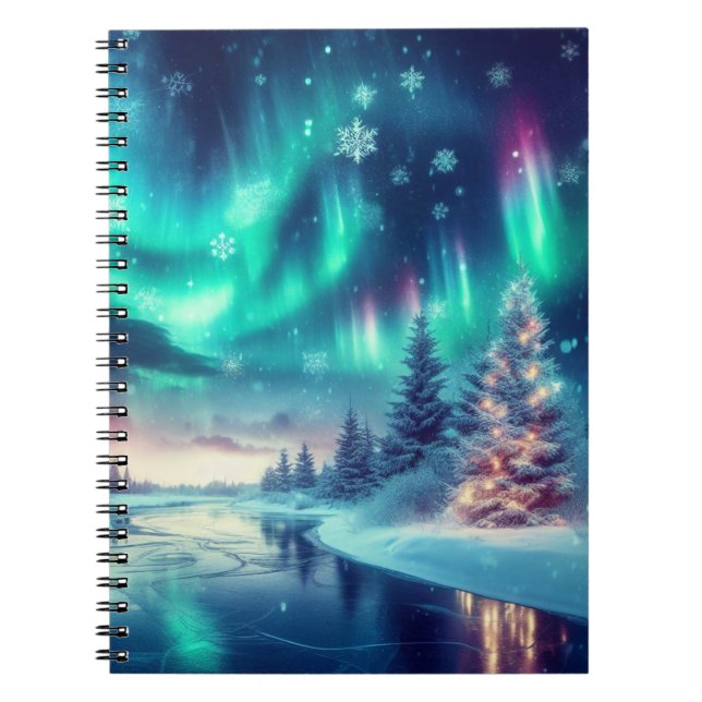 Caderno Espiral aurora borealis/Natal/Inverno (Frente)
